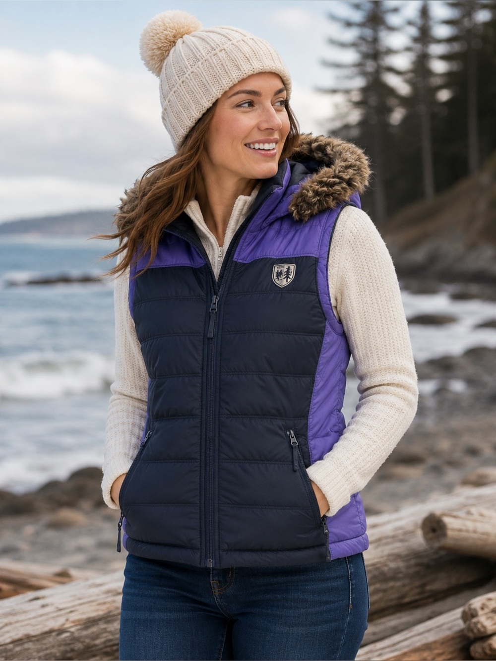 AMERICAN EAGLE puffer vest with detachable hood, L.
